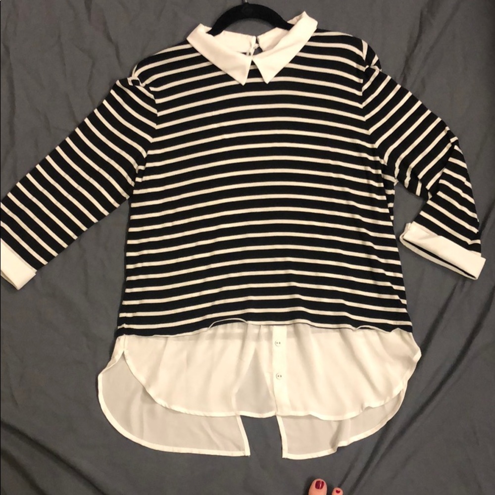 Black and White “Layered Look” Top